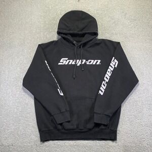 Snap-on Tools Hoodie Mens XL Black Faded Graphic Pullover Workwear Mechanic Y2k